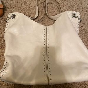 Michael Kors white leather boho bag